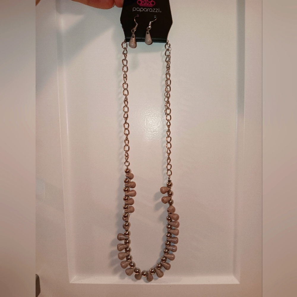 Grey beaded Paparazzi necklace set